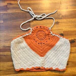 BOG Collective Orange Smocked Top